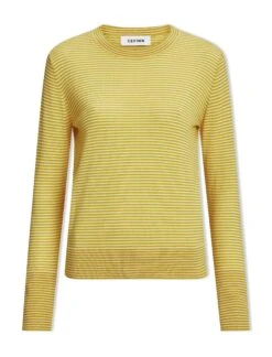 Jodi Cotton Jumper - Mustard Yellow Cream Stripe -Cheap Closet Curation Store SU23 K139 JODI YELLOW MUSTARD CREAMSTRIPE CO2