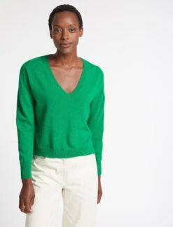 Joely Cashmere Curved Hem Boxy Jumper - Emerald Green -Cheap Closet Curation Store SU23 K67 JOELY EMERALDGREEN LS 2748