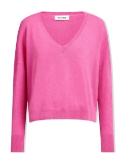 Joely Cashmere Curved Hem Boxy Jumper - Hot Pink -Cheap Closet Curation Store SU23 K67 JOELY HOTPINK CO 1