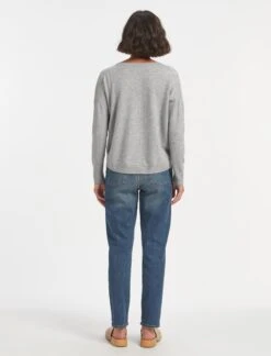 Joely Cashmere Curved Hem Boxy Jumper - Light Grey 14 Joely Cashmere Curved Hem Boxy Jumper - Light Grey -Cheap Closet Curation Store SU23 K67 JOELY LIGHT GREY LS 1571