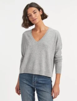 Joely Cashmere Curved Hem Boxy Jumper - Light Grey 13 Joely Cashmere Curved Hem Boxy Jumper - Light Grey -Cheap Closet Curation Store SU23 K67 JOELY LIGHT GREY LS 1589