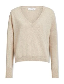 Joely Cashmere Curved Hem Boxy Jumper - Sand -Cheap Closet Curation Store SU23 K67 JOELY SAND CO
