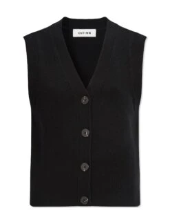 Meryl Wool V Neck Waistcoat - Black -Cheap Closet Curation Store SU23 K69 MERYL BLACK CO