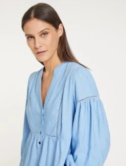 Callie Linen Blend Shirt - Blue -Cheap Closet Curation Store SU23 S69 CALLIE BLUEBLUE LS 58920
