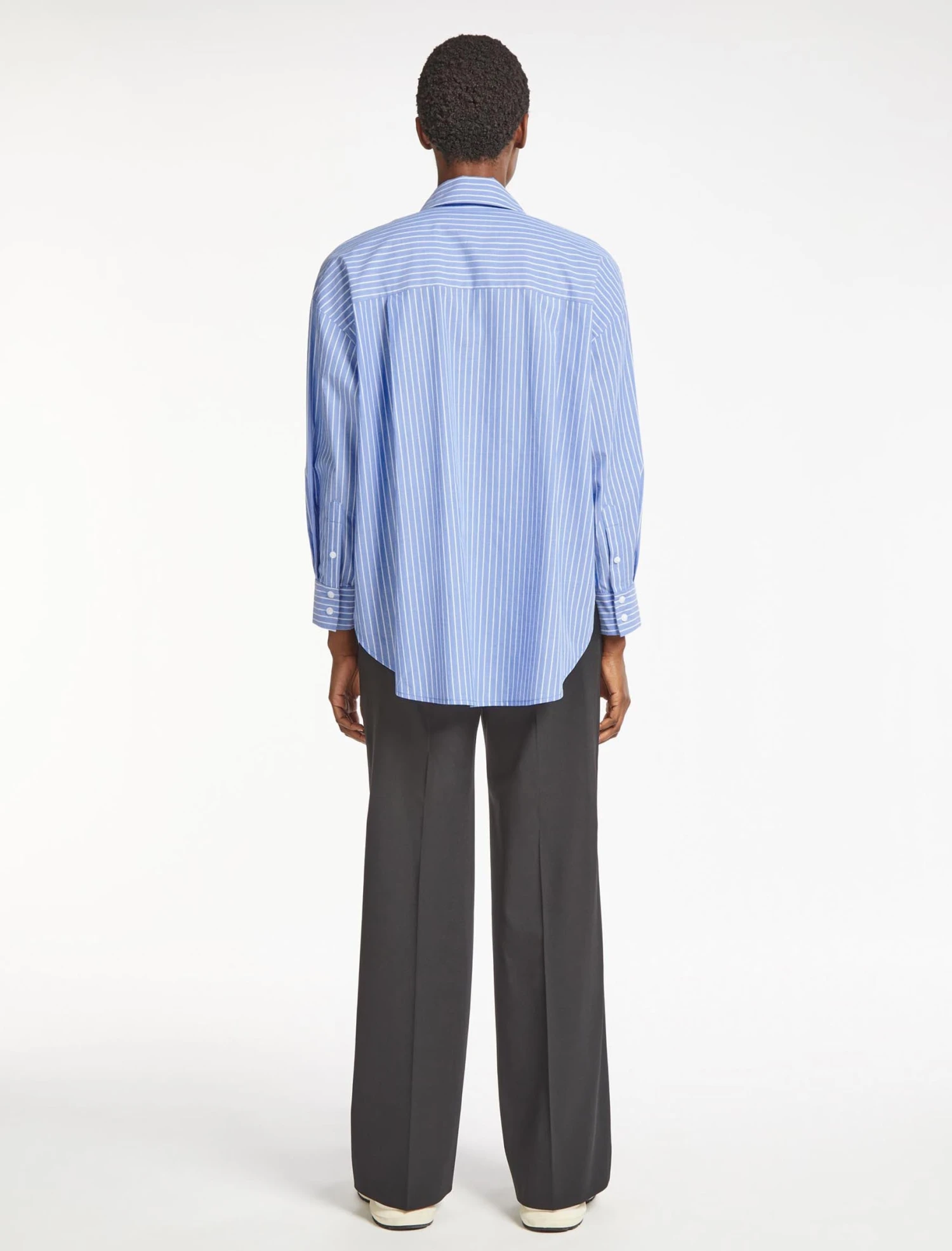 Sammy Organic Cotton Oversized Shirt - Wide Blue White Stripe 8 Sammy Organic Cotton Oversized Shirt - Wide Blue White Stripe - Image 6