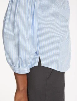 Ella Organic Cotton Shirt - Mid Blue White Stripe -Cheap Closet Curation Store SU23 S72 ELLA MIDBLUEWHITESTRIPE LS2