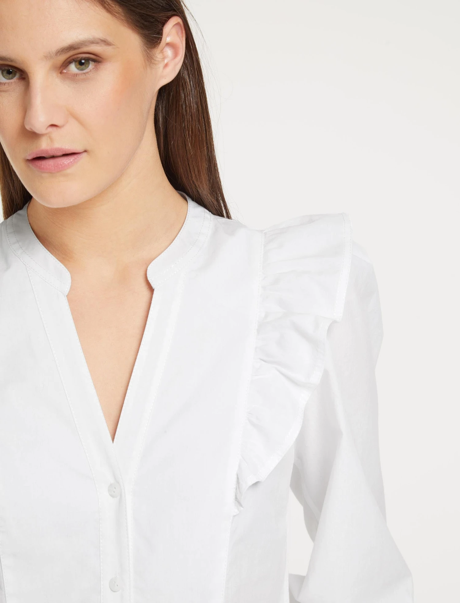 Dixie Organic Cotton V Neck Shirt - White 6 Dixie Organic Cotton V Neck Shirt - White - Image 4