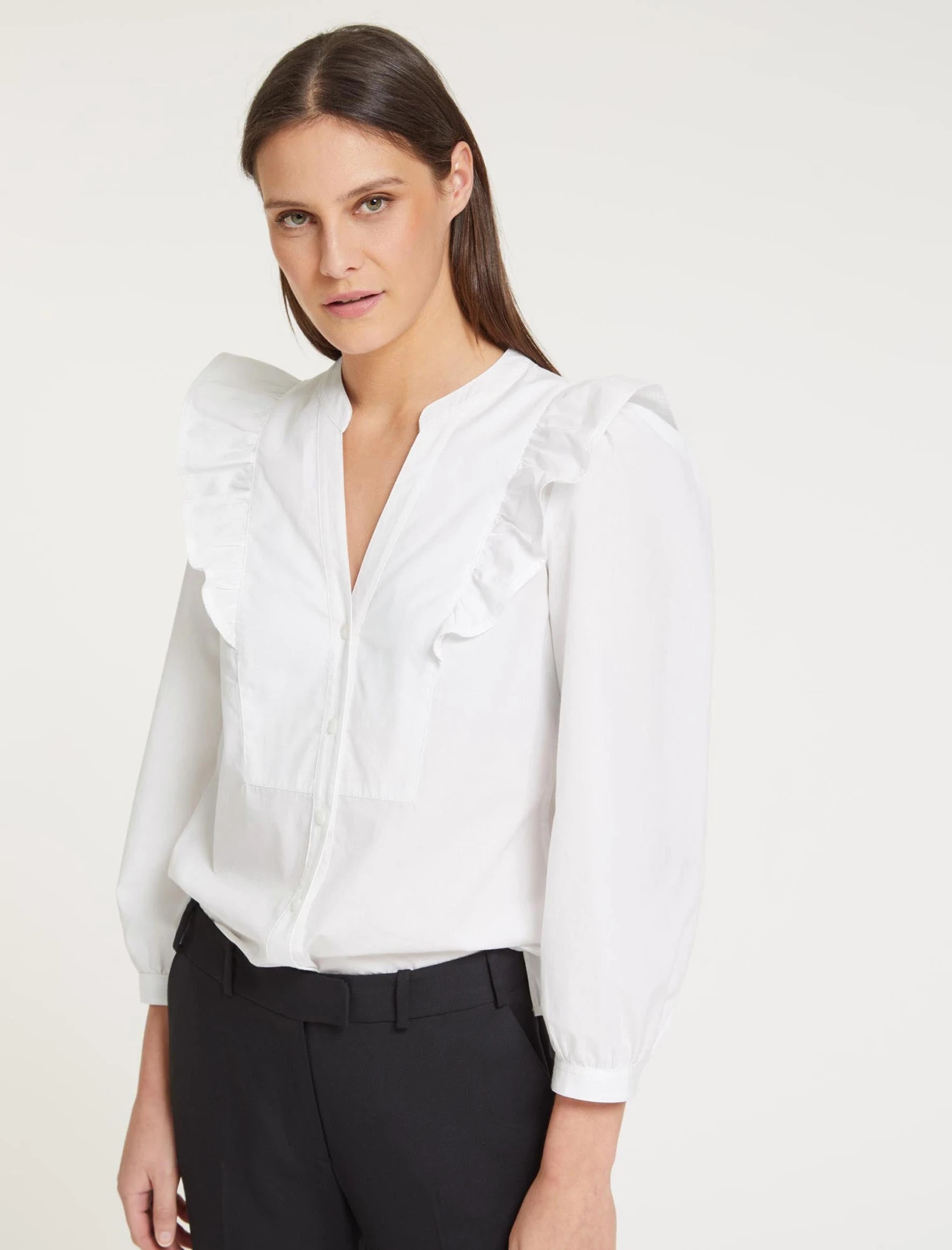 Dixie Organic Cotton V Neck Shirt - White 5 Dixie Organic Cotton V Neck Shirt - White - Image 3