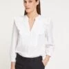 Dixie Organic Cotton V Neck Shirt - White -Cheap Closet Curation Store SU23 S77 DIXIE WHITE LS 59702
