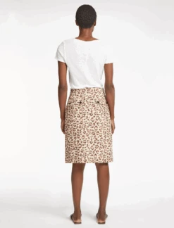 Sidney Cotton Twill Pencil Skirt - Leopard Print -Cheap Closet Curation Store SU23 SK150 SIDNEY LEOPARDPRINT LS 678