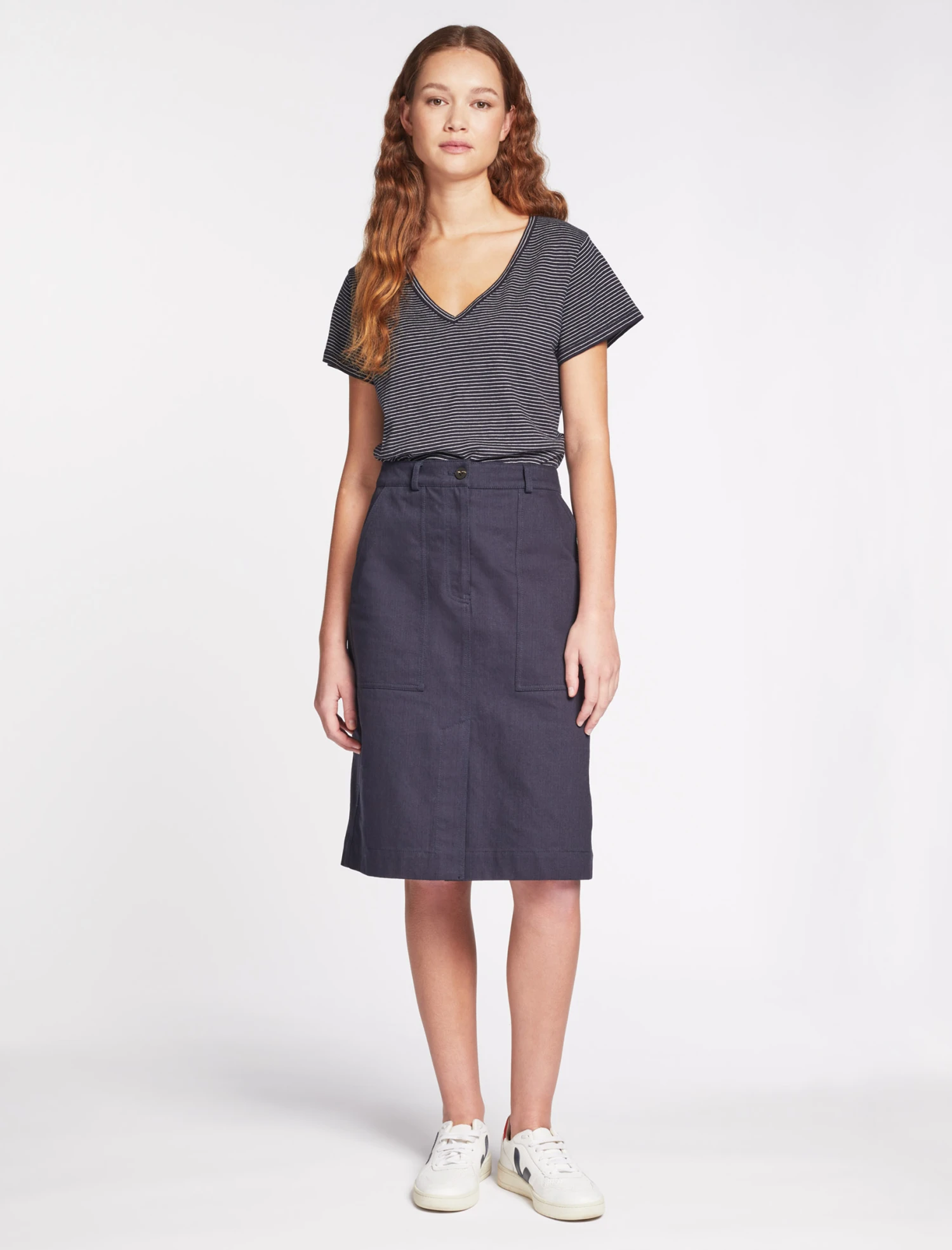 Sidney Cotton Twill Pencil Skirt - Navy 3 Sidney Cotton Twill Pencil Skirt - Navy