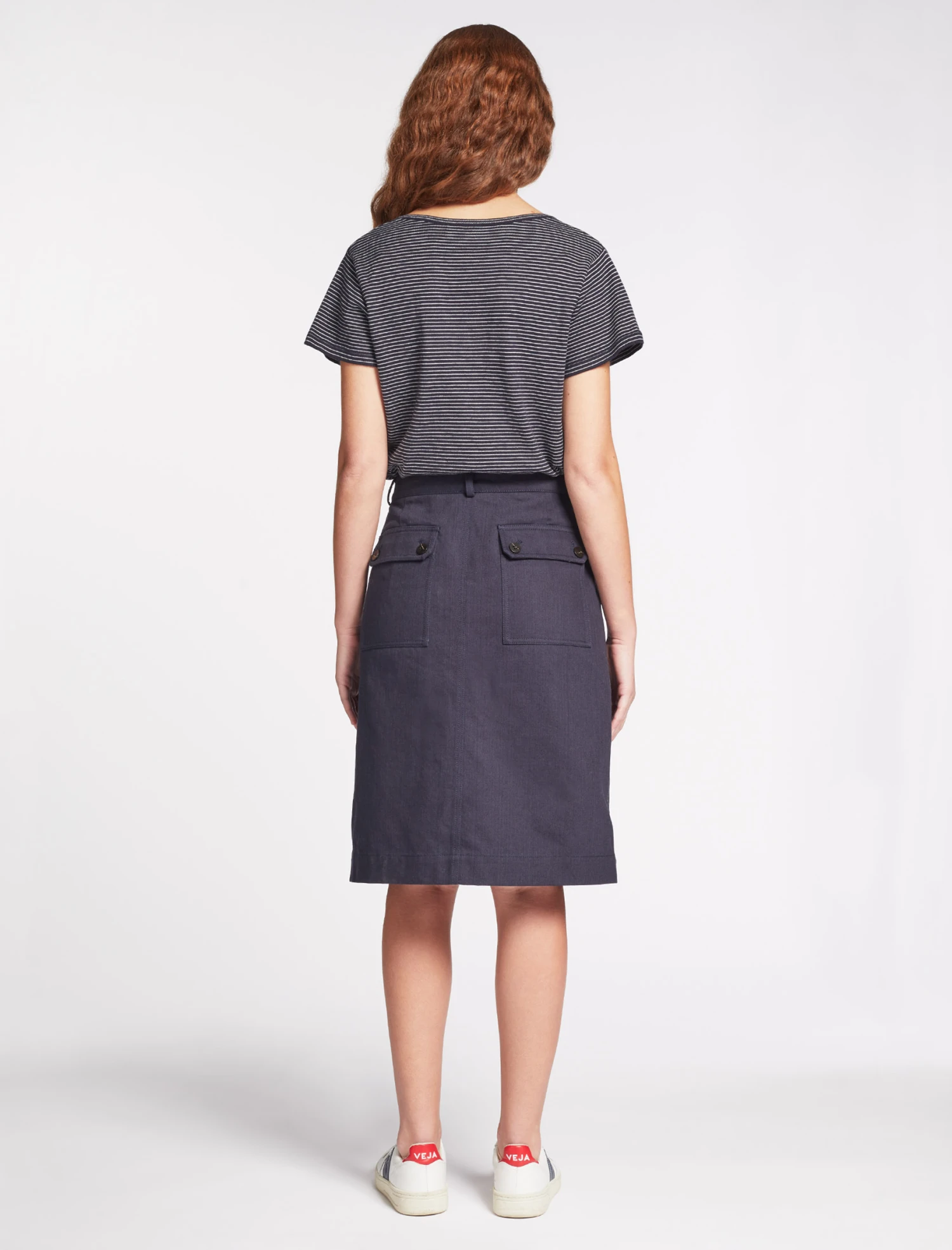 Sidney Cotton Twill Pencil Skirt - Navy 7 Sidney Cotton Twill Pencil Skirt - Navy - Image 5