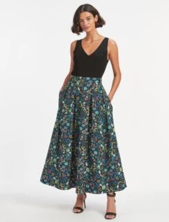 Thandie Organic Cotton Maxi Skirt - Multi Coloured Large Floral Print -Cheap Closet Curation Store SU23 SK161 THANDIE MULTICOLOUR LARGE FLORAL PRINT LS 584