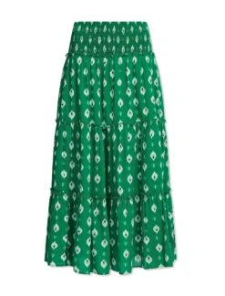 Kira Cotton Maxi Skirt - Green Ikat Print -Cheap Closet Curation Store SU23 SK169 KIRA GREENIKATPRINT CO