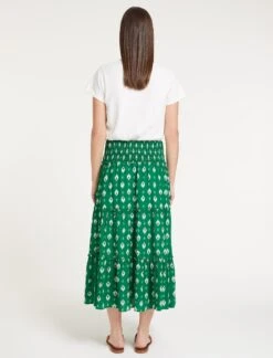 Kira Cotton Maxi Skirt - Green Ikat Print -Cheap Closet Curation Store SU23 SK169 KIRA GREENIKATPRINT LS 59185