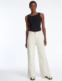 Hayden Cotton Wide Leg Trouser - Ecru -Cheap Closet Curation Store SU23 TR78 HAYDEN ECRU LS 43008