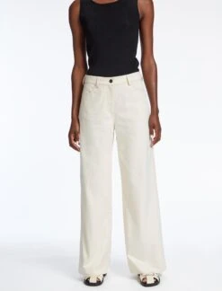 Hayden Cotton Wide Leg Trouser - Ecru -Cheap Closet Curation Store SU23 TR78 HAYDEN ECRU LS 43023