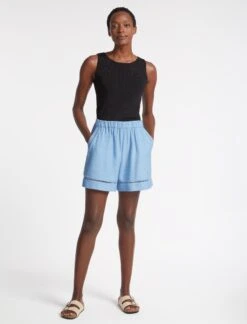 Callie Linen Blend Shorts - Blue -Cheap Closet Curation Store SU23 TR80 CALLIE BLUEBLUE LS 2546