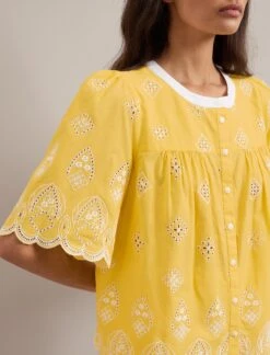 Bonnie Organic Cotton Blouse - Yellow White -Cheap Closet Curation Store SU24 B157 Alana YELLOWWHITE LS 822