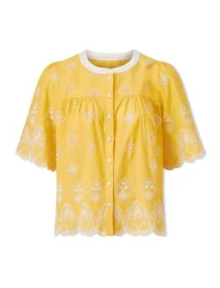 Bonnie Organic Cotton Blouse - Yellow White -Cheap Closet Curation Store SU24 B157 BONNIE YELLOWWHITE CO
