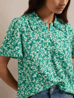 Pippi Cotton Blend Blouse - Mid Green Blossom Print 12 Pippi Cotton Blend Blouse - Mid Green Blossom Print -Cheap Closet Curation Store SU24 B159 PIPPI MIDGREENBLOSSOMPRINT LS 1276