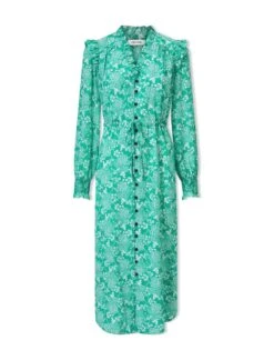Stella Silk Midi Dress - Green Damask Print -Cheap Closet Curation Store SU24 D368 STELLA GREENDAMASKPRINT COcopy