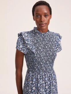 Sabrina Cotton Blend Maxi Dress - Blue Ditsy Carnation Print -Cheap Closet Curation Store SU24 D514 SABRINA BLUEDITSYCARNATIONPRINT LS 39732