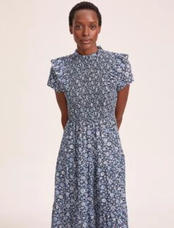 Sabrina Cotton Blend Maxi Dress - Blue Ditsy Carnation Print -Cheap Closet Curation Store SU24 D514 SABRINA BLUEDITSYCARNATIONPRINT LS 39747