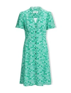 Tabby Silk Tea Dress - Green Damask Print 13 Tabby Silk Tea Dress - Green Damask Print -Cheap Closet Curation Store SU24 D519 TABBY GREENDAMASKPRINT LS