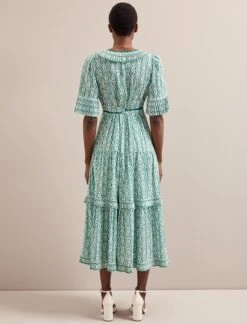 Cordelia Cotton Blend Maxi Dress - White Green Tudor Rose Print -Cheap Closet Curation Store SU24 D543 CORDELIA WHITEGREENTUDORPRINT LS 5972