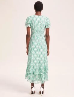 Lotta Gold Metallic Fil Coupé Maxi Dress - Pale Green Carnation Print -Cheap Closet Curation Store SU24 D618 LOTTA GREENCARNATION LS 40994