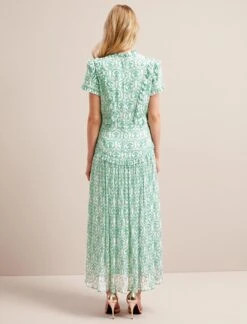 Mirabel Gold Metallic Fil Coupé Maxi Dress - Pale Green Carnation Print -Cheap Closet Curation Store SU24 D619 MIRABEL PALEGREENCARNATIONPRINT LS 15112