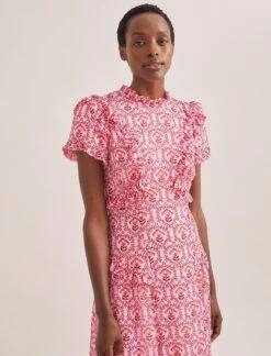 Mirabel Gold Metallic Fil Coupé Maxi Dress - Pink Carnation Print -Cheap Closet Curation Store SU24 D619 MIRABEL PINK CARNATION PRINT 688 879