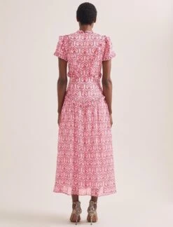 Mirabel Gold Metallic Fil Coupé Maxi Dress - Pink Carnation Print -Cheap Closet Curation Store SU24 D619 MIRABEL PINK CARNATION PRINT 688 900