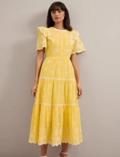 Alana Organic Cotton Maxi Dress - Yellow White -Cheap Closet Curation Store SU24 D630 ALANA YELLOW WHITE LS 1632