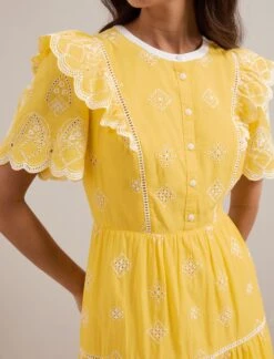 Alana Organic Cotton Maxi Dress - Yellow White -Cheap Closet Curation Store SU24 D630 ALANA YELLOW WHITE LS 1679