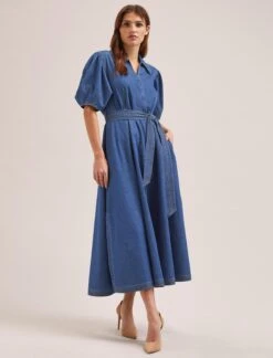 Wren Denim Maxi Dress - Light Blue -Cheap Closet Curation Store SU24 D634 WREN LIGHTBLUE LS 876