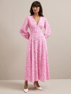 Cora Cotton Blend Maxi Dress - Hot Pink Blossom Print 12 Cora Cotton Blend Maxi Dress - Hot Pink Blossom Print -Cheap Closet Curation Store SU24 D636 CORA HOTPINKBLOSSOMPRINT LS 1004