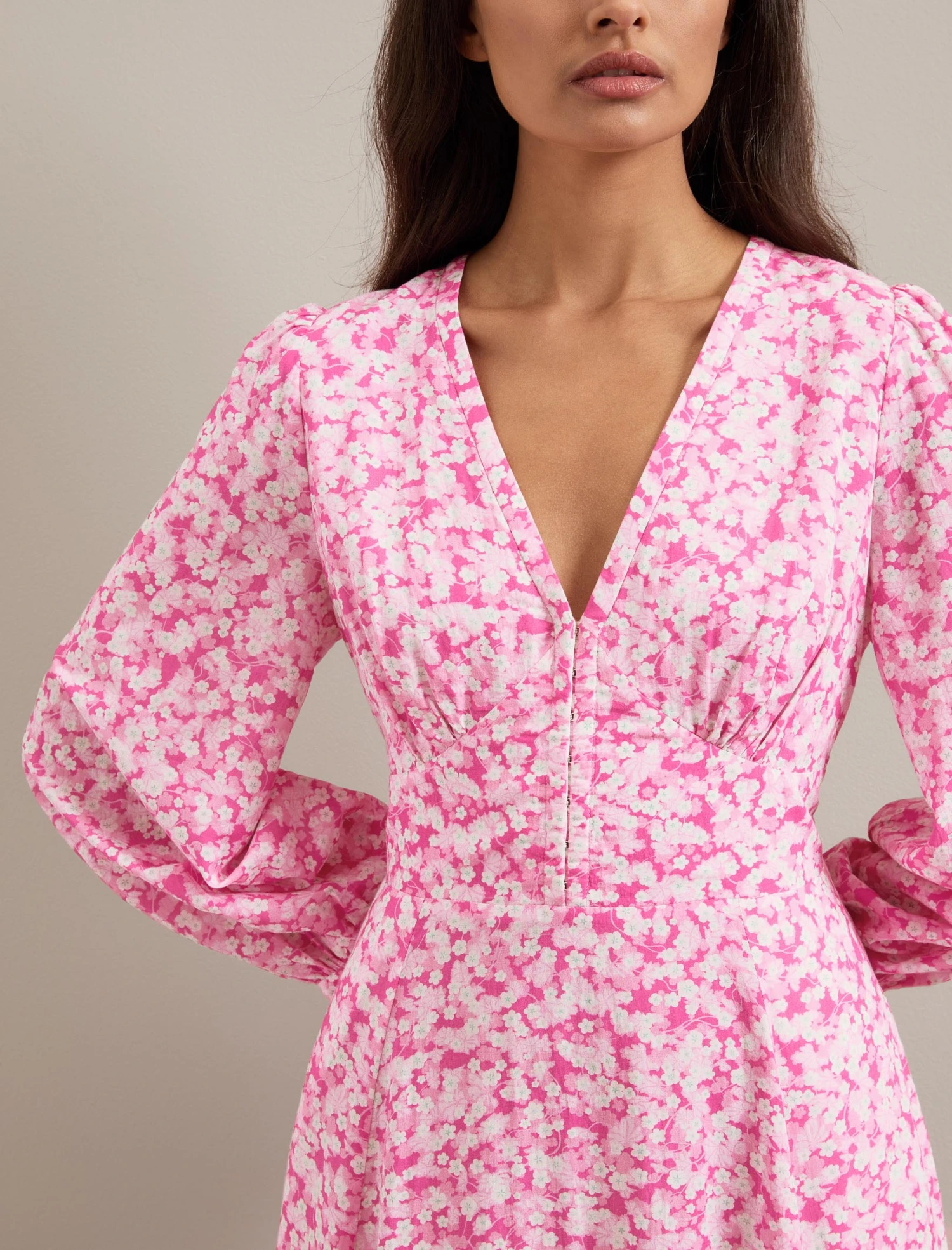 Cora Cotton Blend Maxi Dress - Hot Pink Blossom Print 7 Cora Cotton Blend Maxi Dress - Hot Pink Blossom Print - Image 5