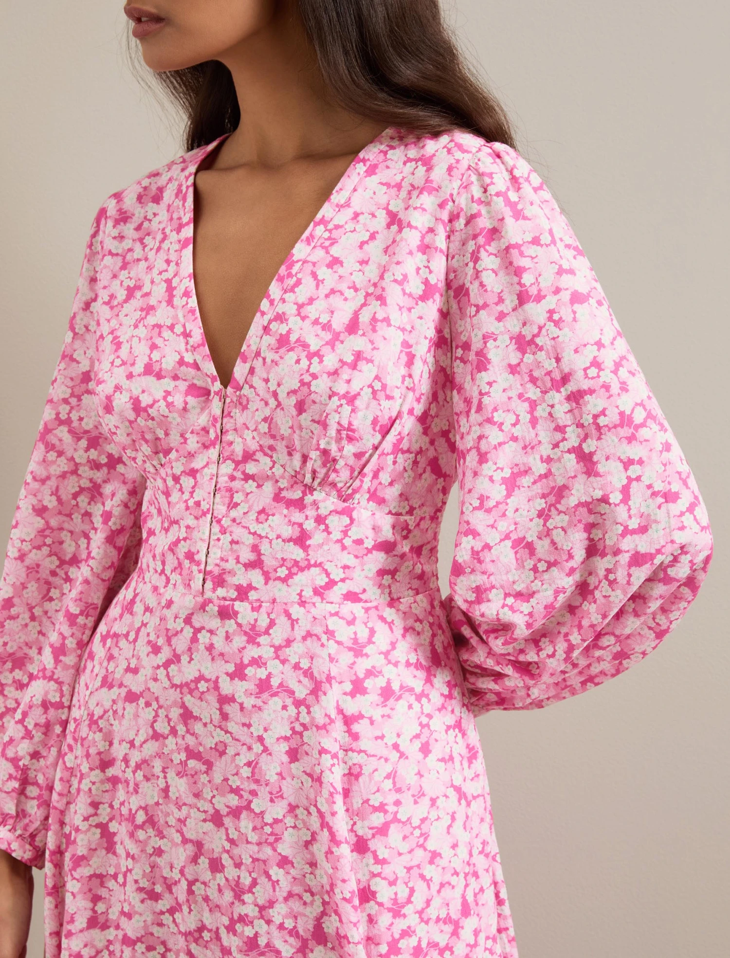 Cora Cotton Blend Maxi Dress - Hot Pink Blossom Print 4 Cora Cotton Blend Maxi Dress - Hot Pink Blossom Print - Image 2