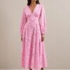 Cora Cotton Blend Maxi Dress - Hot Pink Blossom Print