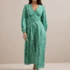 Cora Cotton Blend Maxi Dress - Mid Green Blossom Print -Cheap Closet Curation Store SU24 D636 CORA MIDGREENBLOSSOMPRINT LS 1754