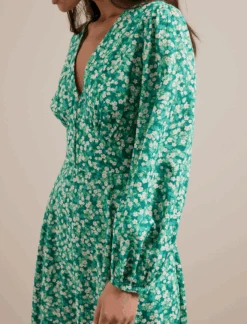 Cora Cotton Blend Maxi Dress - Mid Green Blossom Print -Cheap Closet Curation Store SU24 D636 CORA MIDGREENBLOSSOMPRINT LS 1847