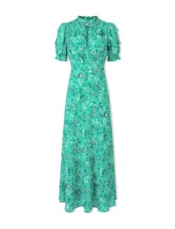 Viola Cotton Blend Bias Cut Maxi Dress - Green White Palm Floral -Cheap Closet Curation Store SU24 D637 VIOLA GREENWHITEPALMFLORALPRINT CO