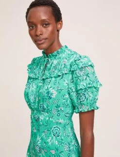 Viola Cotton Blend Bias Cut Maxi Dress - Green White Palm Floral -Cheap Closet Curation Store SU24 D637 VIOLA GREENWHITEPALMFLORAL LS 39564