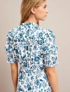 Viola Cotton Blend Bias Cut Maxi Dress - White Blue Palm Floral 15 Viola Cotton Blend Bias Cut Maxi Dress - White Blue Palm Floral -Cheap Closet Curation Store SU24 D637 VIOLA WHITEBLUEPALMFLORALPRINT LS 25660