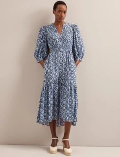 Aspen Cotton Blend Maxi Dress - Blue Ditsy Carnation Print 13 Aspen Cotton Blend Maxi Dress - Blue Ditsy Carnation Print -Cheap Closet Curation Store SU24 D639 ASPIN BLUEDITSY CARNATION PRINT LS 5851