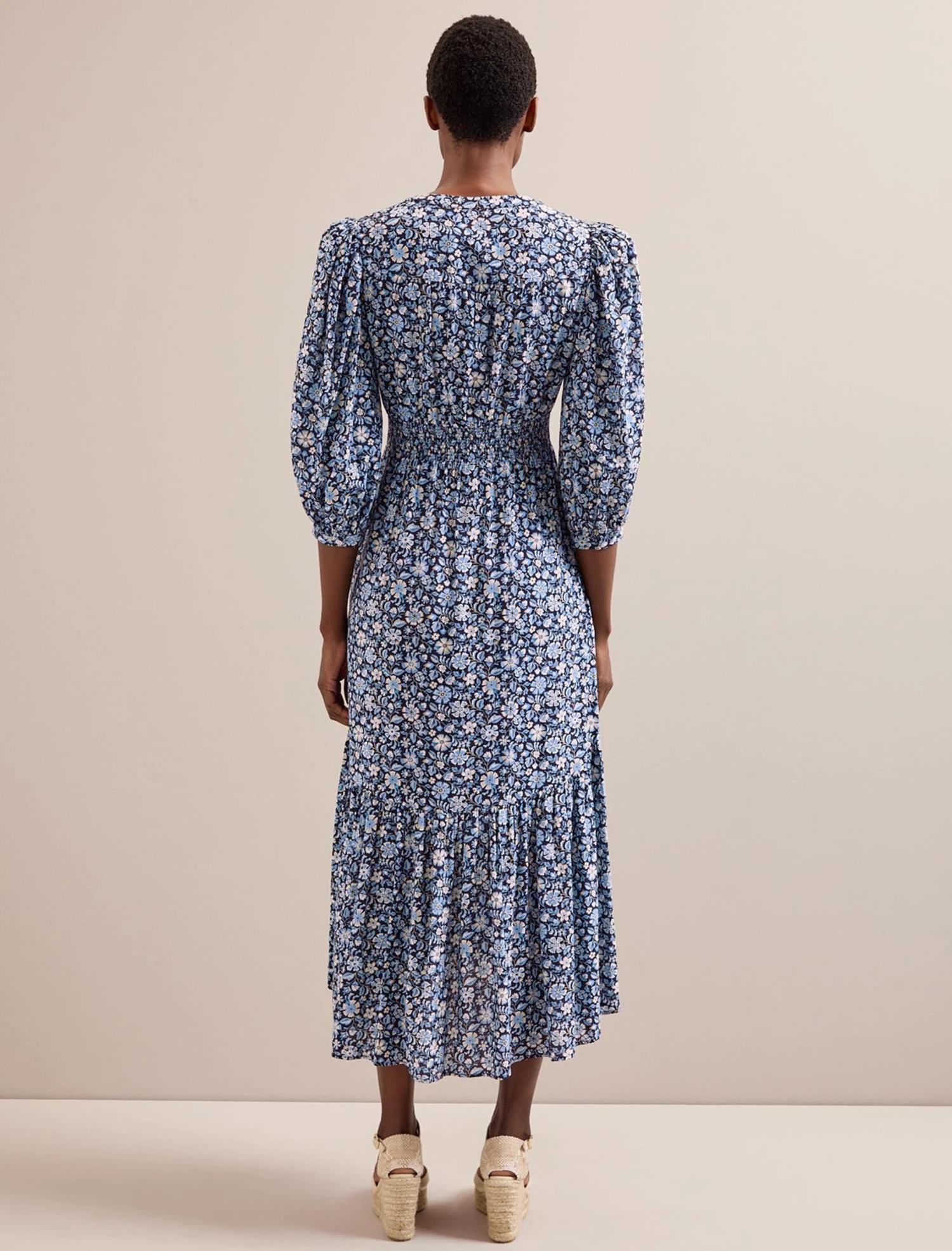 Aspen Cotton Blend Maxi Dress - Blue Ditsy Carnation Print 10 Aspen Cotton Blend Maxi Dress - Blue Ditsy Carnation Print - Image 8