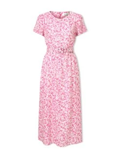 Nina Cotton Blend Maxi Dress - Hot Pink Blossom Print -Cheap Closet Curation Store SU24 D644 NINA HOTPINKBLOSSOMPRINT CO
