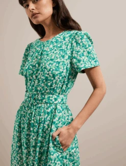 Nina Cotton Blend Maxi Dress - Mid Green Blossom Print -Cheap Closet Curation Store SU24 D644 NINA MIDGREENBLOSSOMPRINT LS 167